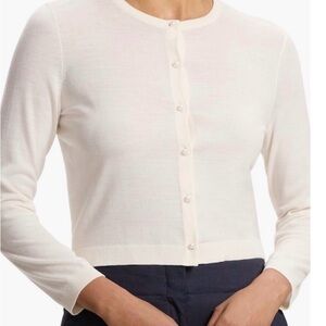 Theory merino ivory cropped cardigan